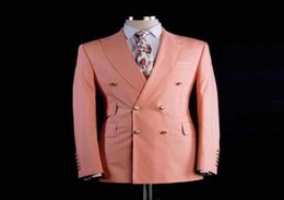 Smooths-Grooms-garous sur mesure Blush Pink Slim Suits ajustement Homme Suit WeddingMen039S COSET