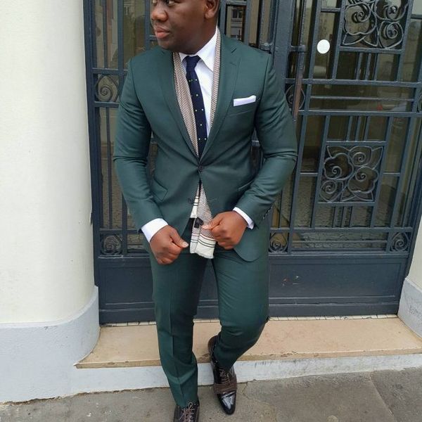 Tuxedos de marié sur mesure Groomsmen Hunter Green Slim Suits Fit Best Man Suit Costumes de mariage pour hommes Marié Groom Wear (veste + pantalon)