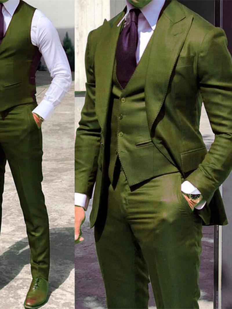 Custom-made Groom Tuxedos One Button Men Peak Lapel Lapel Groomsmen Wedding/Prom/Dinner Man Blazer Jacket Pants Tie Vest m36122221115