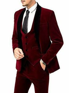 Op maat gemaakte bruidegom Tuxedos Velveteen Men Suits Sjawl Rapel Groomsmen Wedding/Prom/Dinner Man Blazer Jacket Broek Tie Vest M163