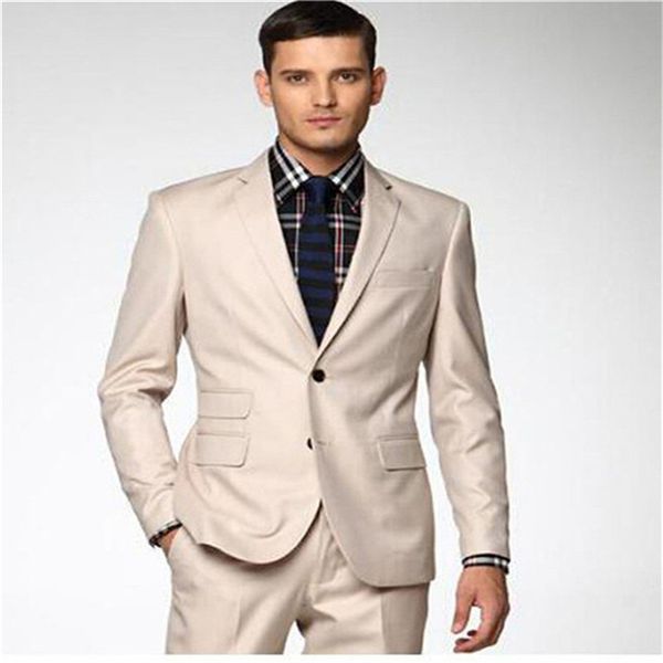 Padrinos de boda hechos a medida, esmoquin con solapa de muesca para novio, trajes de champán para hombre, chaqueta para padrino de boda/graduación/cena (chaqueta + pantalones + corbata) K601