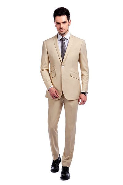 Esmoquin para novio con solapa de muesca hecho a medida, trajes de champán para hombre, chaqueta para boda/graduación/cena, chaqueta para padrino (chaqueta + pantalones + corbata) A886