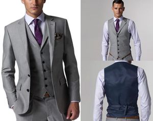 Esmoquin de boda por encargo Gris claro Padrinos de boda Traje de hombre de ventilación lateral Trajes para hombres Traje de hombre 3 Comprar de nuevo Mis pedidos (chaqueta + pantalones + chaleco)