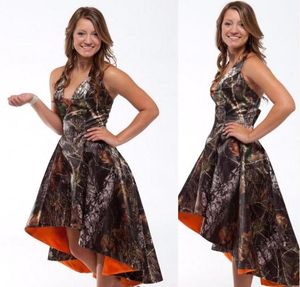 Custom Made High Low Camo Camo bruidsmeisjes jurken Country Bruid Maid of Honor Trouwfeestjurken BA2441