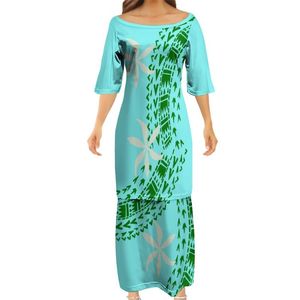 Custom Made High Quality Women Club Bodycon Dresses Samoan Puletasi Polynesian Traditional Tribal Design Dress 2 Piece Set 220706