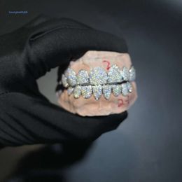 Custom Made Hip Hop Iced Out 925 Sterling zilveren Sieraden Deep Cut VVS Moissanite Diamanten Tanden Mond Grillz