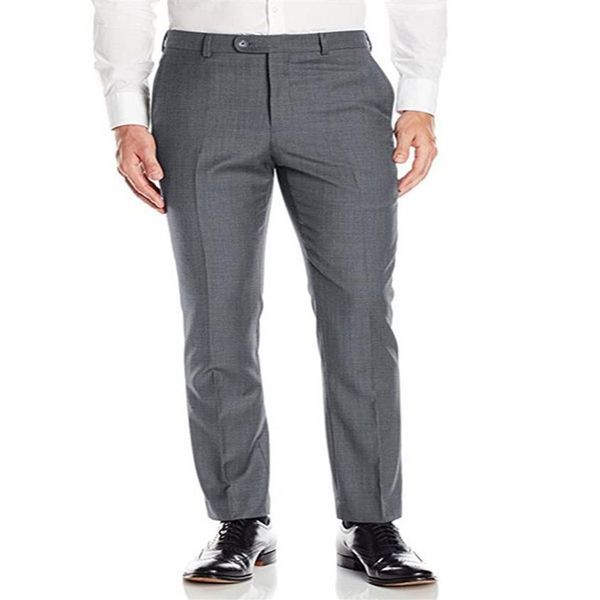 Pantalones de traje para hombre gris claro hechos a medida, pantalones de vestir, pantalones largos informales para hombre, pantalones ajustados planos con cintura confirmada p512317i