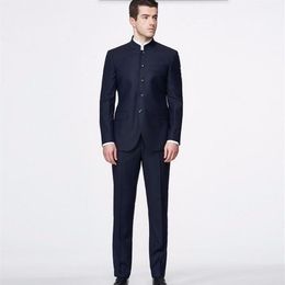 Costumes pour hommes sur mesure, Blazer classique, col Mandarin, costumes élégants à la mode, robe sur mesure, veste et pantalon 239O