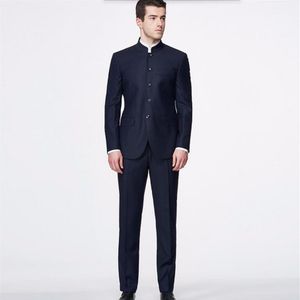 Custom Made Hommes Costumes classique Blazer Mandarin Collar Fashion Elegance Costumes Custom Made Dress Suits veste et Pants238h