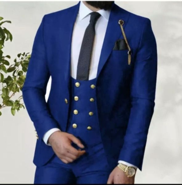 Custom Made hommes costumes un bouton marié Tuxedos Peak revers garçons d'honneur mariage/bal/dîner homme Blazer veste pantalon gilet w8391