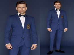 Costumes de mariage pour hommes sur mesure couleur bleu deux pièces veste pantalon hommes d'affaires Tuxedos formels de bonne qualité vêtements de marié Set8554685