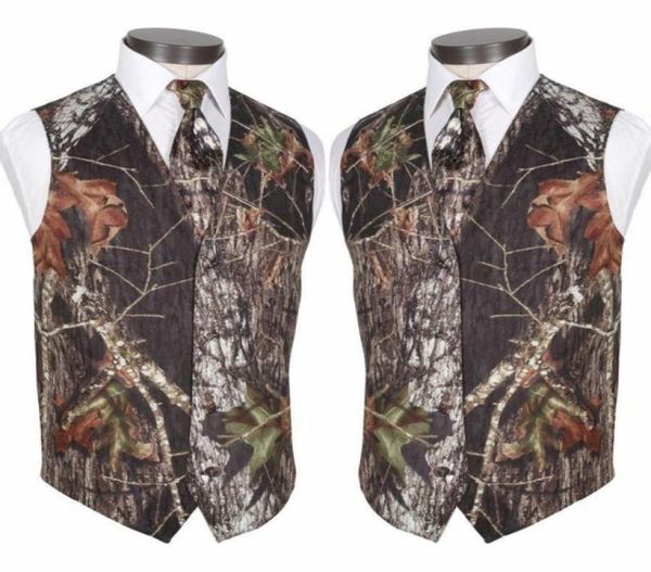 Chalecos de novio de camuflaje modestos por encargo Chaleco de boda rústico Hojas de tronco de árbol Camuflaje de primavera Slim Fit Men039s Chalecos Conjunto de 2 piezas 1989625