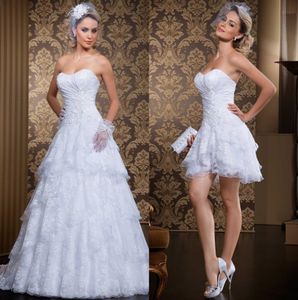 Op maat gemaakte nieuwe stijl 2 in 1 trouwjurk 2019 vintage sweetheart sexy sweetheart vestidos de novia bruidsjurken met afneembare rok