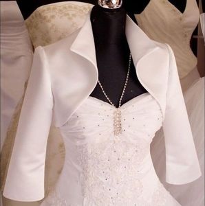 Op maat gemaakte nieuwe stijl 34 mouwen satijnen bruiloft jas bruids wraps jassen met hals dh51637067127