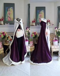 Nouvelle tendance à la mode violet blanc ivoire long hiver capes Capes de mariage Cloak Faux Fur Mariage d'hiver CHARGE BRIDAL 3620727