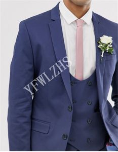 Por encargo muesca solapa padrinos de boda dos botones novio esmoquin hombres trajes boda / baile de graduación / cena mejor hombre chaqueta (chaqueta + pantalones + corbata + chaleco) W27