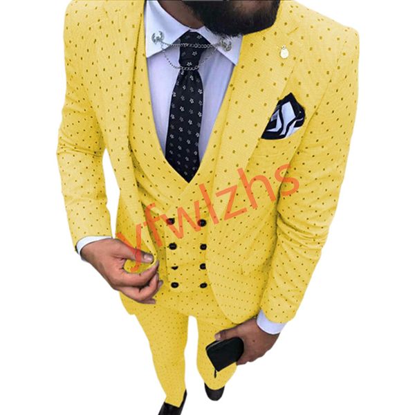 Trajes de hombre con solapa de muesca de un botón hechos a medida, esmoquin de novio para boda/graduación/cena, chaqueta de hombre (chaqueta + Pantalones + corbata + chaleco) W996