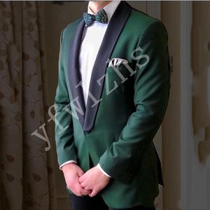 Custom-Made One Button GroomsMen Sjaal Revers Bruidegom Tuxedos Mannen Past Bruiloft / Prom / Diner Best Man Blazer (jas + Broek + Tie) W104