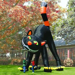 Estudiante personalizado al aire libre Gran inflable Moggy Decoración Halloween Inflables Cat negro para la venta