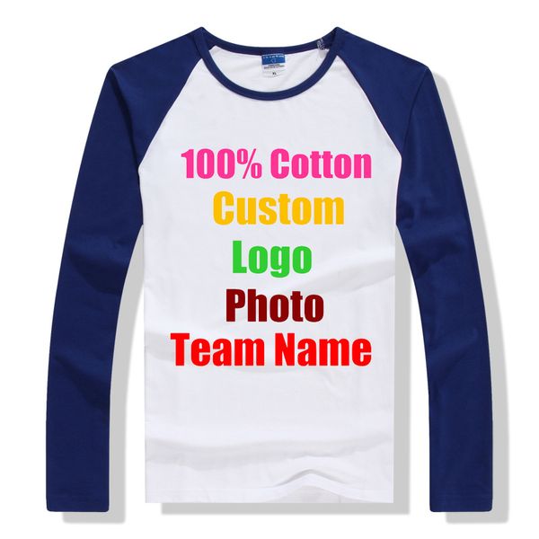 Custom Made P o Texte Imprimé Hommes T-shirt Coton O Cou Manches Raglan Société Équipe Classe Uniforme Femmes Garçon T-shirt Top Tee 220621