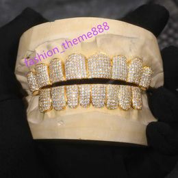 VVS personnalisés personnalisés VVS1 Moisanite Diamond Mens Hip Hop 14K Or blanc Iced Out 18k Gold Plate Grillz Dentor Decoration