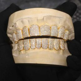 Op maat gemaakte gepersonaliseerde Vvs Vvs1 Moissanite Diamond Mens Hip Hop 14k White Gold Iced Out 18k Gold Plate Grillz Teeth Decoration