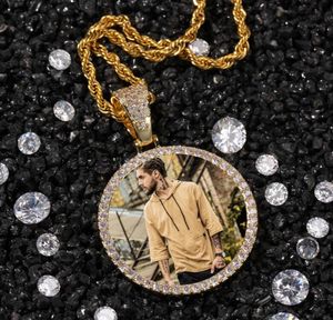 Maatwerk Foto Hanger Ketting maatwerk Hip Hop Punk Bruiloft Brithday Vrouwen Mannen Gift Brilliant Cubic Zirconia Stone Sweater Chain