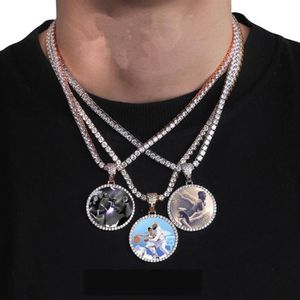 Collier pendentif médaillons Po sur mesure avec chaîne en corde, couleur or argent, Zircon cubique, hip hop, bijoux commémoratifs 228v