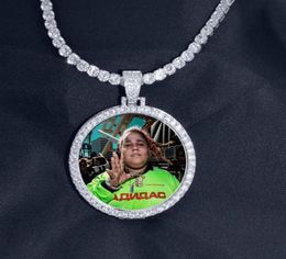 Collier pendentif médaillons Po sur mesure, chaîne de Tennis de 4mm, couleur or argent, Zircon cubique glacé, bijoux Hip hop pour hommes, cadeau 200921204781