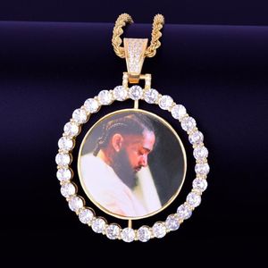 Collier pendentif à double face PO sur mesure Collier de la chaîne de liaison cubaine Zircon bijoux hip hop masculin 2x1 65 pouces244z