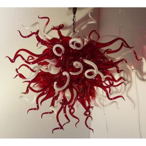 Op maat gemaakte rode en witte murano lamp kroonluchter led-bollen moderne kunst decor geblazen glas ontworpen chihuly stijl kroonluchters voor thuis