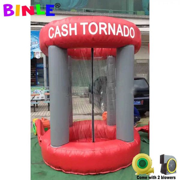 Cabina de captura de efectivo inflable de máquina de dinero inflable redonda roja hecha a medida con Graba A Grand para promoción
