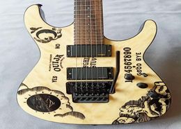 Custom Made révèle Kirk Hammett Signature KH Ouija Natural Guitar Active Pickups et Tremolo Guitar Bridge Black Hardware Sh3507818
