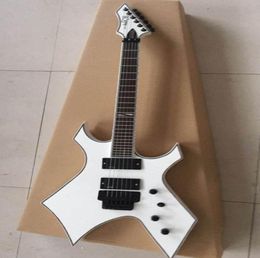 Custom Made Rich Warlock Witte Elektrische Gitaar 24 Frets Tremolo Brug Actieve Pickup Zwarte Hardware China Gitaren 3527207