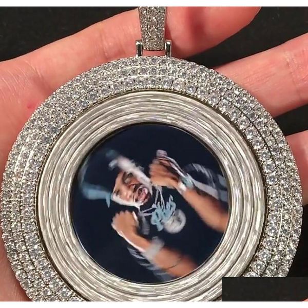 Colgante Po giratorio hecho a medida, collar de bola giratoria con hielo de Sier dorado para hombres y mujeres, regalos, joyería de hip hop, entrega directa