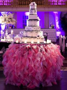 Volantes de mantel acanalados hechos a medida para el evento del banquete de boda DIY tutú de gasa decoraciones de mesa decoración de la boda envío gratis 2015