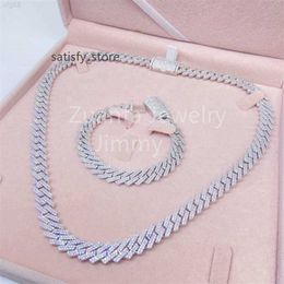 Collier de mode de 10 mm de largeur solide sur mesure bijoux S925 Pass Diamond Tester Collier de diamant Moisanite Diamant sans faille Collier