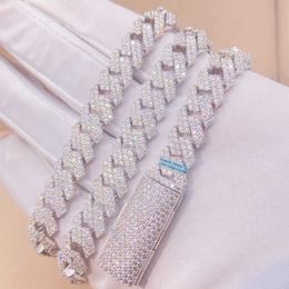 Collar de collar de moda de plata sólida de 10 mm hecha a medida S925 PASS PASE DIAMOND PESTOR MOISSANITE CULTLA DE CADENA CUBANA285L