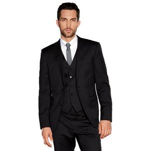Costume de marié noir à deux boutons sur mesure, tenue formelle, tenue d'affaires, Tuxedos de marié (veste + pantalon + gilet + cravate)