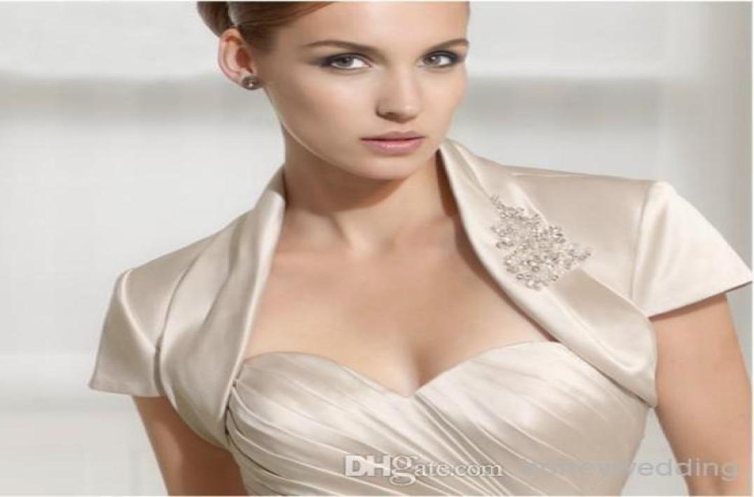 Giacca da sposa da sposa su misura per perline satinata bolero scrollata le giacche da sposa DH70396916065