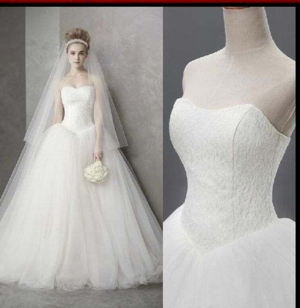 Robe de mariée sur mesure 2018 pas cher célébrité sans bretelles Vintage Tulle robe de bal de mariée organza dentelle robes de mariée