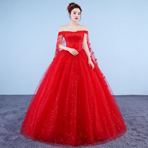 Robes de mariée sur mesure 2020 Nouvelle robe de mariée romantique rouge plus taille chérie princesse robe broderie vestido de novia211z
