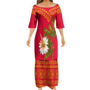 Vestidos ajustados del club elegante de la moda de las mujeres por encargo Samoan Puletasi Polynesian Tribe Design Dress 2 Set Precio al por mayor 220706