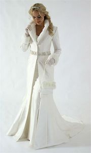 Veste de mariage sur mesure pour femmes, manteau extérieur mince avec fourrure ornée de longue taille, grande taille