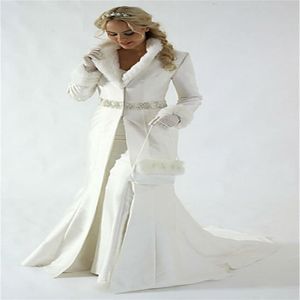 Veste de mariage pour femmes sur mesure manteau extérieur mince avec fourrure ornée longue grande taille2365