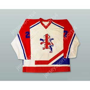 Custom Malo 27 Groot-Brittannië White Hockey Jersey Nieuwe top gestikt S-M-L-XL-XXL-3XL-4XL-5XL-6XL