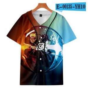 Personnalisé Homme Baseball Jersey Boutons Homme T-shirts 3D Imprimé Chemise Streetwear T-shirts Chemises Hip Hop Vêtements Avant et Arrière Imprimer Bon 026