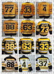 Aangepaste man omgekeerd retro Patrice Bergeron Jersey Brad Marchand David Pastrnak Zdeno Chara Charlie McAvoy Tuukka Rask Bobby Orr Hockey Black