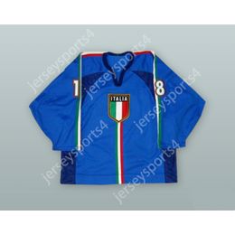 Personnalisé MANUEL DE TONI 18 ÉQUIPE NATIONALE D'ITALIE MAILLOT DE HOCKEY BLEU NOUVEAU Top Cousu S-M-L-XL-XXL-3XL-4XL-5XL-6XL