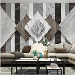 Aangepaste marmeren wallpapers TV Sofa achtergrond Muurschildering 3D-muurschilderingen behang voor de woonkamer